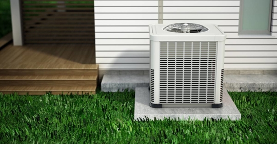 Heat pump outside the house